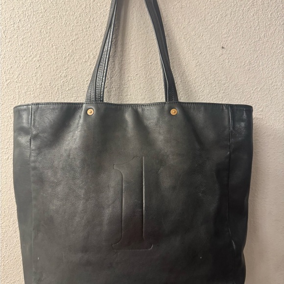 Black FEED The Children Of The World Black Leather Tote Bag - Picture 2 of 9